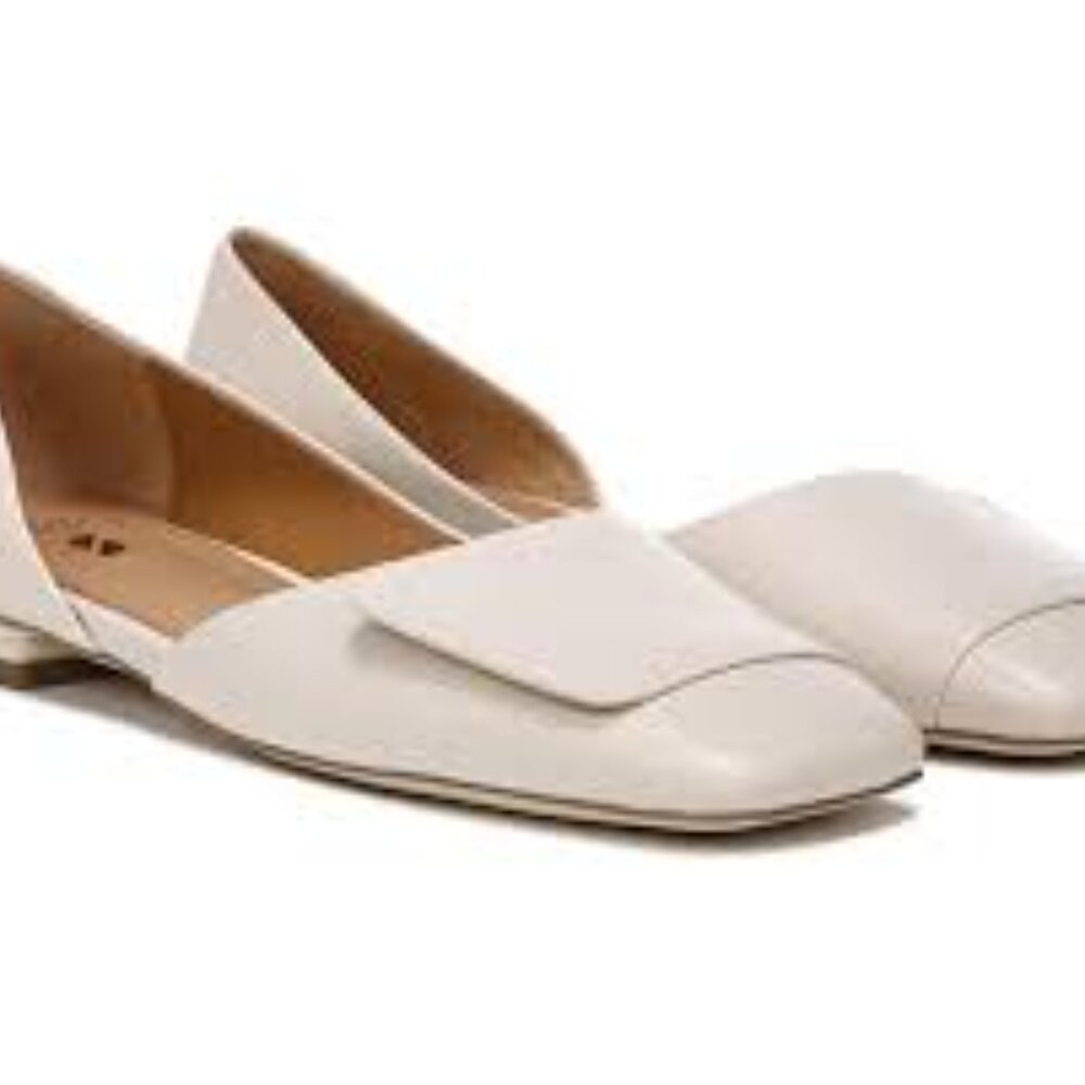 Franco Sarto Tracy Half d'Orsay Flats in Cream Leather - Size 8